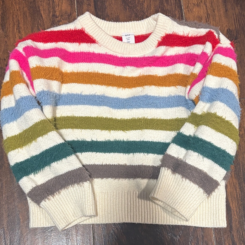GAP Women's Colorful Striped Crew Neck Sweater
